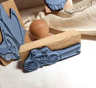 Bicicleta sello de caucho creado con corte láser